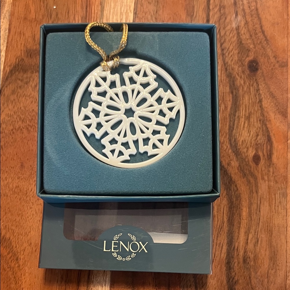 Lenox Cream Snowflake Ornament with Gold Cord